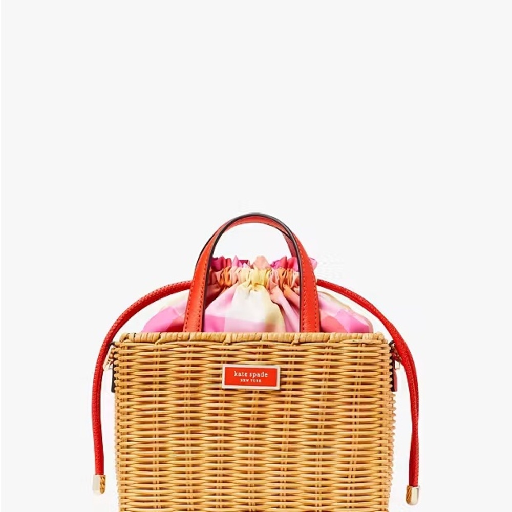Kate Spade Wicker Tote with Pink and Red Details
